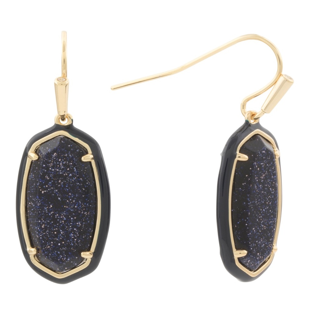 KENDRA SCOTT Navy Dani Enamel Framed Drop Earrings NWT - Picture 3 of 4